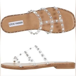 Steve Madden "Lyna" Rhinestone Studded Plastic  Strap Heeled Sandal Size 7